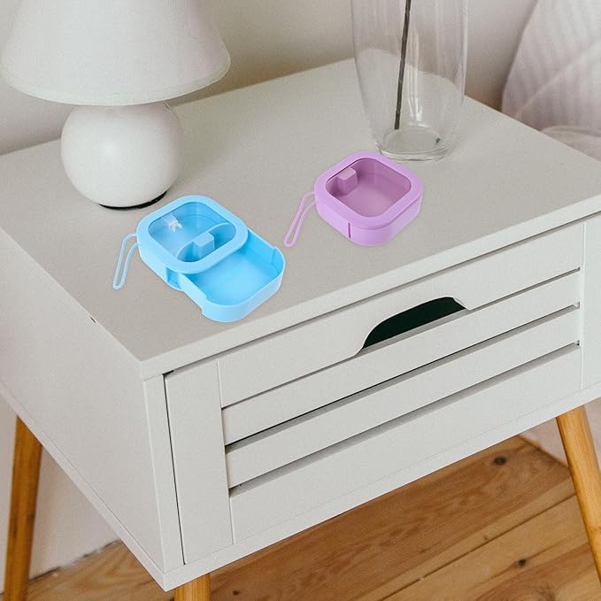 SUPVOX 2pcs Portable Jewelry Box and Makeup Organizer Small Travel Jewelry Storage Case with Lid for Desktop Multifunctional Holder in Blue and Purple