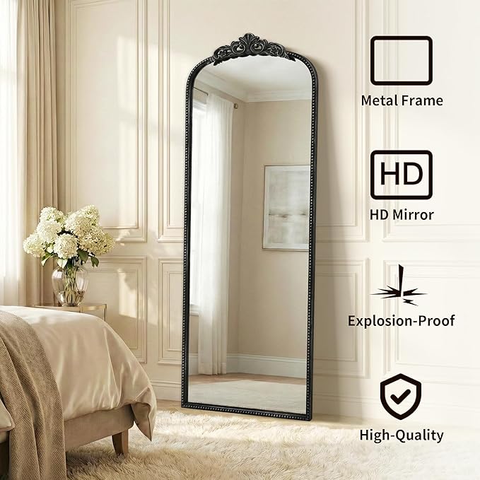 Micasso Full Length Black Mirror: 56''x21'' Baroque Antique Floor Mirror - Traditional Ornate Vintage Long Body Mirrors for Wall/Dressing Room/Bedroom/Cloakroom/Entryway - Home Decor for Living Room