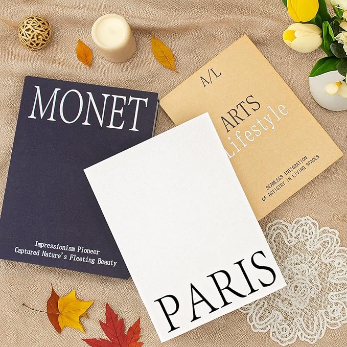 Decorative Books for Home Decor - Set of 3 Linen Fake Books for Decoration, Coffee Table Book Decor for Mantle/Bookshelf/Bedside/Photo Storage/Keepsake Box