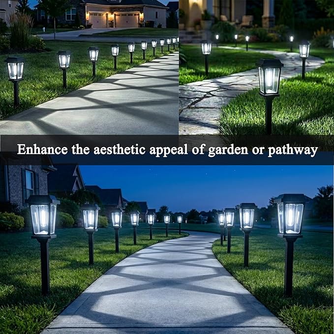 12 Pack Solar Lights Outdoor Pathway, Modern Solar Garden Lights, Waterproof Auto On/Off LED Outdoor Solar Lights for Yard, Landscape Path, Walkway, Driveway Décor