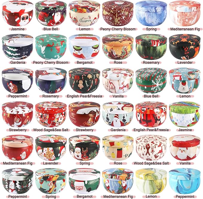 36 Packs Christmas Scented Candles Gift- Aromatherapy Candle-2.5oz Soy Wax-Long Lasting Burn time, Christmas Thanksgiving Gifts, Home Decor