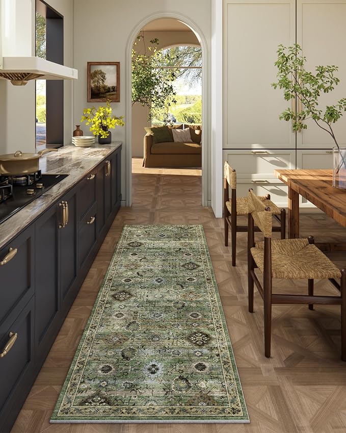 Washable Runners for Hallways Kitchen Rugs: 2'x6' Runner Rug Stain Resistant Non Slip Low Pile Soft Carpet Runners for Hallways Bedroom Kitchen Entryway Indoor Laundry Room Farmhouse