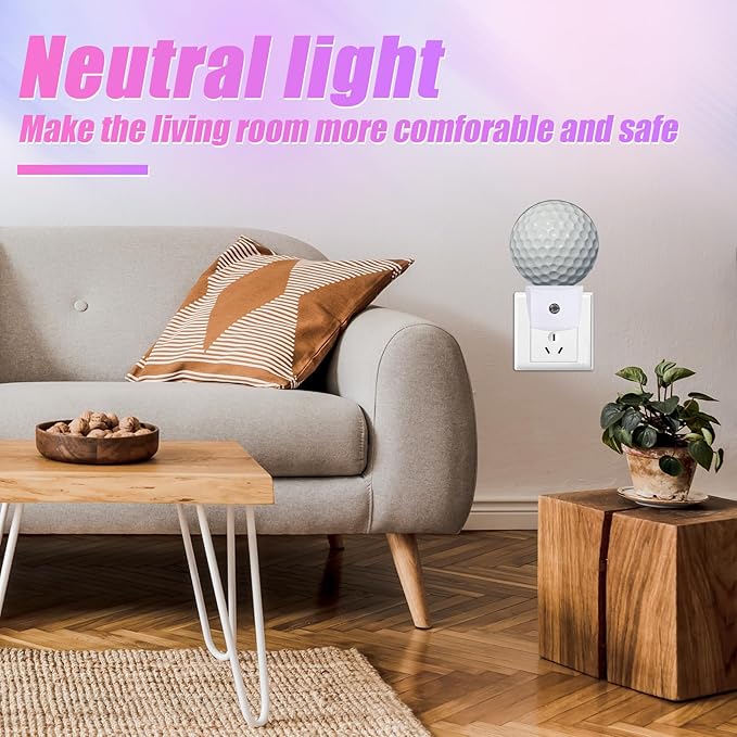 Golf Ball Night Light Sport Ball Night Lights LED Lamp Round Plug into Wall Nightlight with Dusk to Dawn Sensor Home Hallway Stairway Kitchen Decor