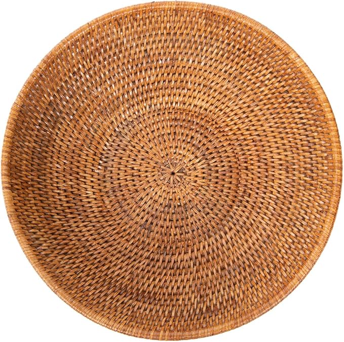 KOUBOO La Jolla Rattan Fruit Bowl, Woven Bowl for Kitchen Counter - Wicker Storage Basket | Decorative Serving Tray, Fruits, Home Décor, Honey-Brown, Large