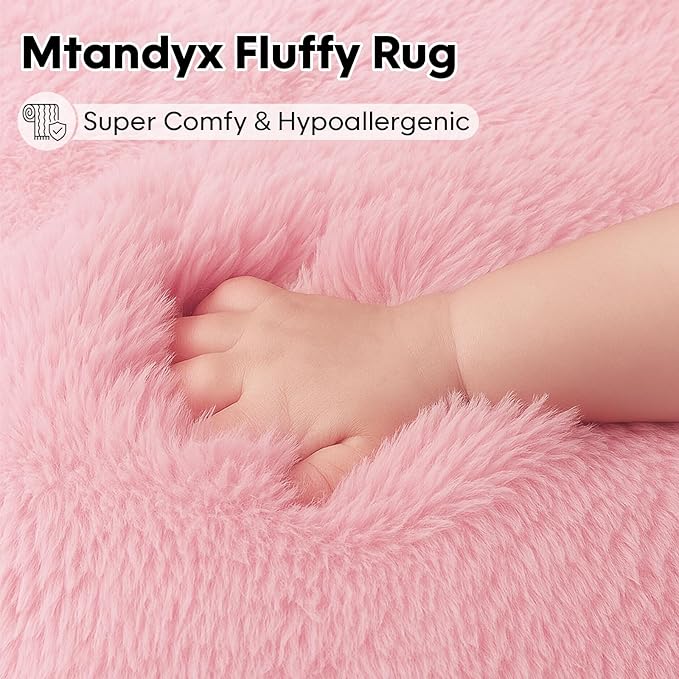 6x9 Rugs for Living Room, Cute Pink Rug for Bedroom,Plush Fluffy Carpet, Non-Slip Upgrade Baby Room Rug, Suitable for Kids Dorm Home Decor Aesthetics.