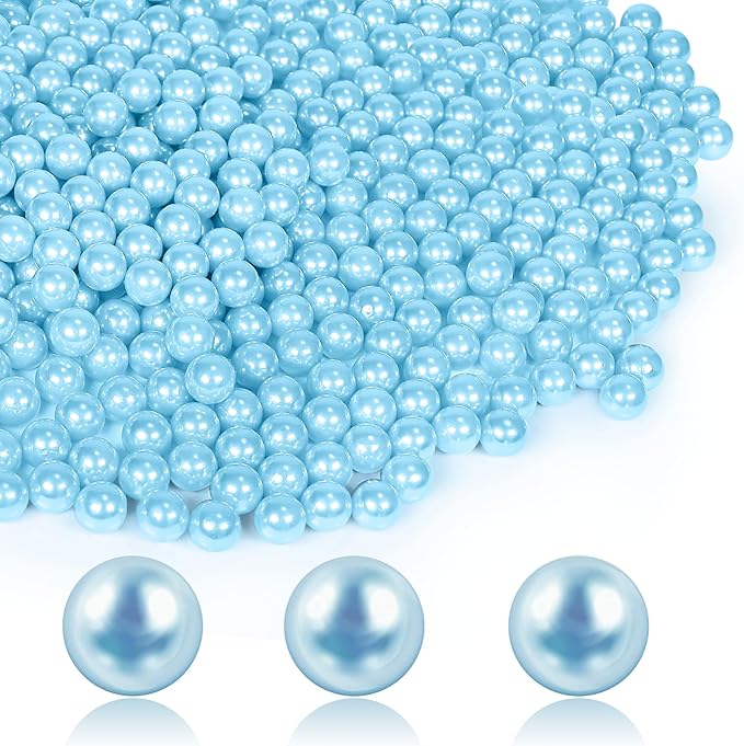 2800Pcs Light Blue Vase Filler Pearl Beads for Crafting 6mm Beads No Holes Decor Suitable for Wedding Decor, Party Decorations, Centerpiece Table Decorations