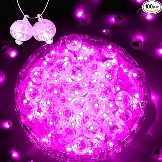 100PCs Mini Led Lights, Led Balloons Light up Balloons for Party Decorations Neon Party Lights for Paper Lantern Easter Eggs Birthday Party Wedding Halloween Christmas Decoration - Blinking Pink