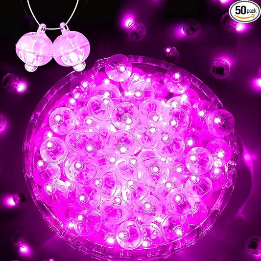 50PCs Mini Led Lights, Flash Led Balloons Light for Neon Party Lights, Paper Lanterns, Easter Eggs, Birthday Party, Wedding, Halloween, Christmas Decoration (Blinking Pink)