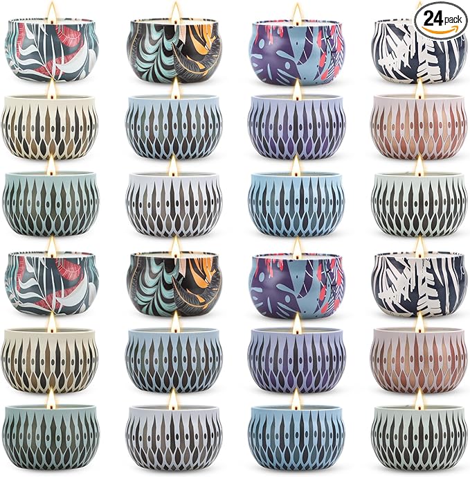 Scented Candles Gifts Set, 24 Pack Candles for Home Scented, Long Lasting Soy Wax Aromatherapy Candle Gifts for Women, Gift for Birthday, Holiday