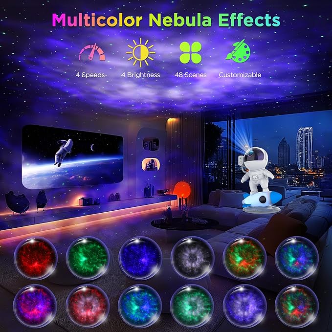 Astronaut Galaxy Projector with Bluetooth Speaker & White Noise, App & Remote Control Star Projector, Galaxy Projector for Bedroom Adults Kids, Spaceman Night Light for Gaming Room, Home Theater