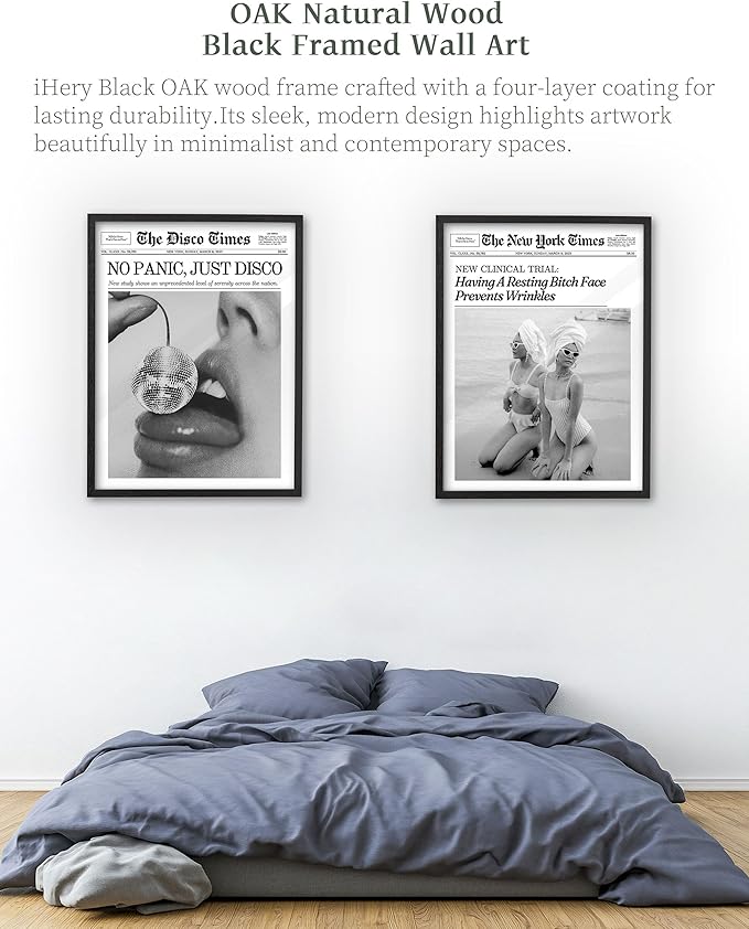 iHery Premium Natural Black OAK Wood 16x20in Having A Resting Face Prevents Wrinkles Trendy Framed Wall Art, Retro Hot Girls Canvas Wall Decor For Dorm Bedroom Living Room 1Pack