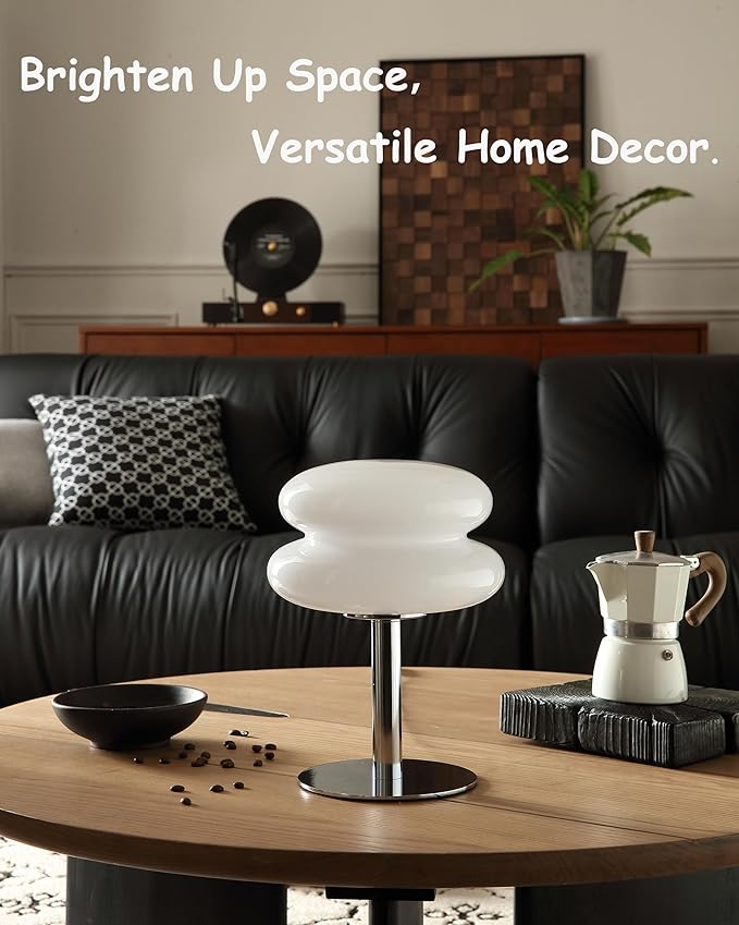 Glivpny Mushroom Lamp Table Lamp for Night Stands,Mid Century Modern Desk Lamps for Bedroom, Vintage Dimmable Bedside Small Lamps, Cute Cool Home Room Aesthetic Decor for Living Room(White)