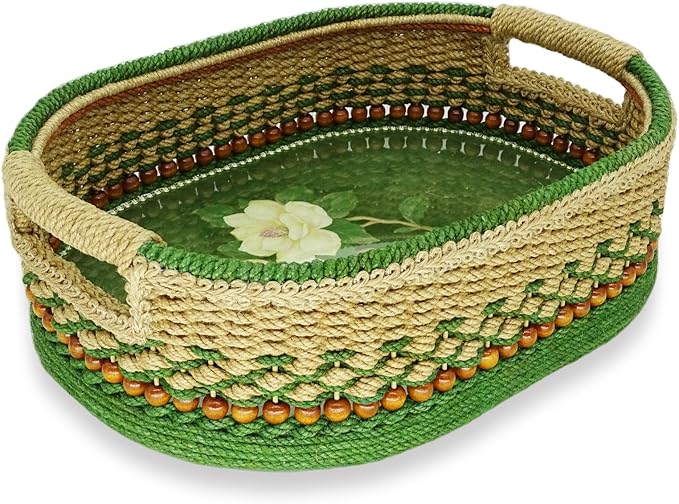 Zenpeace Wicker Large Rectangle Basket, Suitable For Hand-Woven Basket In Bedrooms, Kitchens, Bathrooms and Living Rooms, for Organizing and Decorating Projects, Storage Various Items and Keys