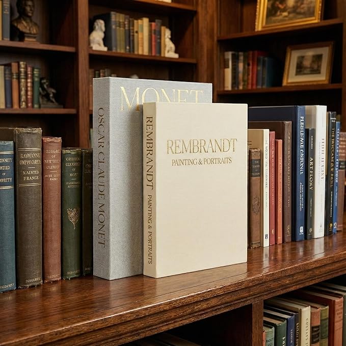Aesthetic Decorative Books Set of 2 – Linen Faux Book Storage Boxes for Coffee Table Decor, Bookshelf & Living Room – Decorative Fake Books for Home, Office & Photo Keepsake Storage