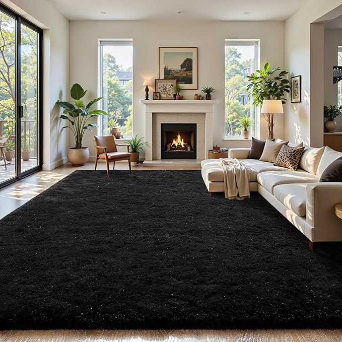 Soft Area Rugs for Bedroom Living Room Plush Fluffy Rug 7x10 Feet, Shag Furry Area Rug Carpet Non Shedding for Nursery Children Kids Girls Room Home Decorative, Charcoal