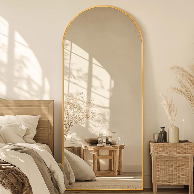 Full Length Mirror, 71"x28" Oversized Arched Mirror Large Standing Mirrors, Tall Mirrors Body Floor Mirror for Bedroom Living Room Aluminum Frame, Gold