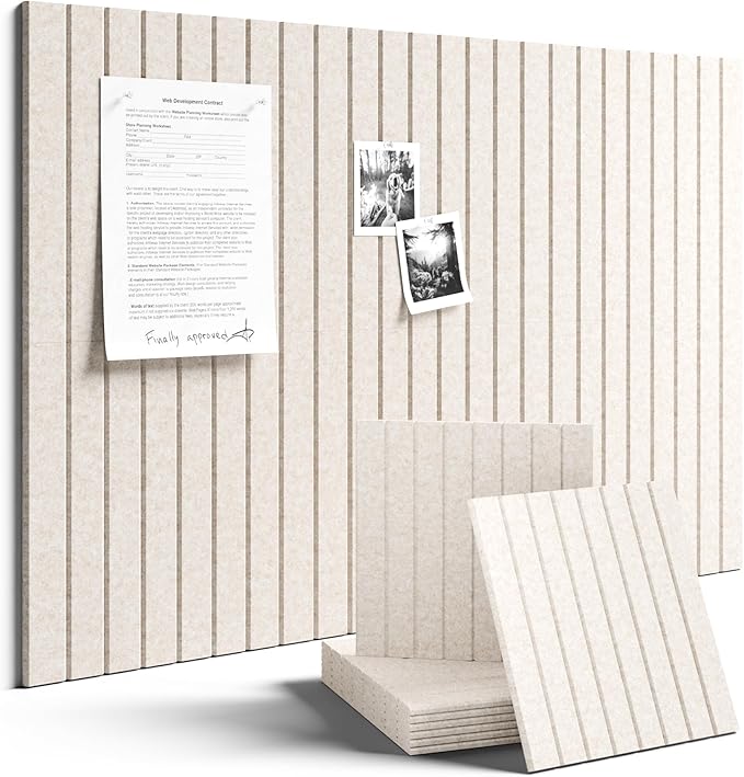 Fluxynara Large Felt Bulletin Board 36" x 24" Cork Board Alternative-6 Pack with 40 Safe Removable Adhesive Tabs, Cork Boards for Walls Cork Board for Home Office Classroom Pin Board (Oatmeal)