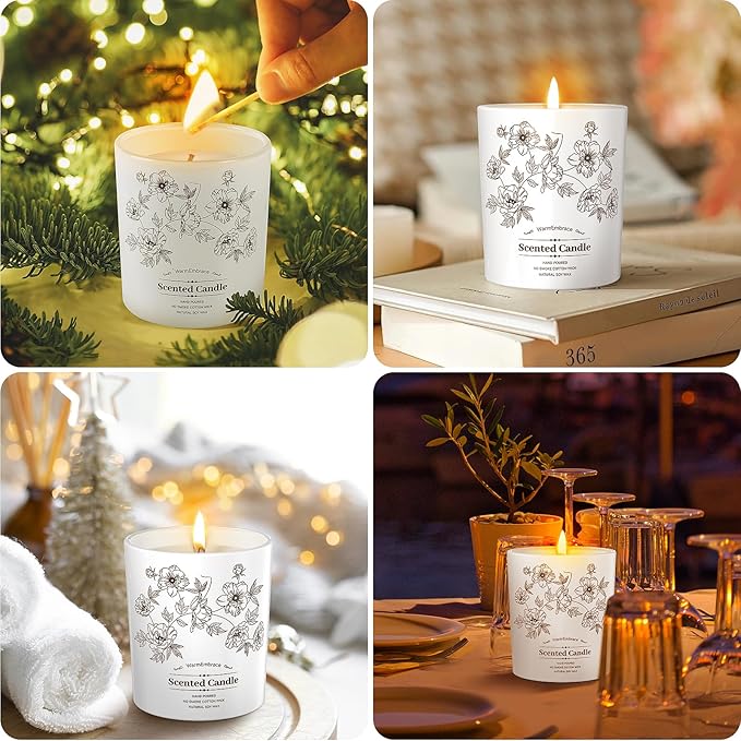 Deluxe Scented Candle for Women & Men, Vanilla Coconut Soy Wax Candle, 8 Oz Jar Candle for Home, Scented-60 Hours Long Lasting Burning, Suitable Gift for Mom