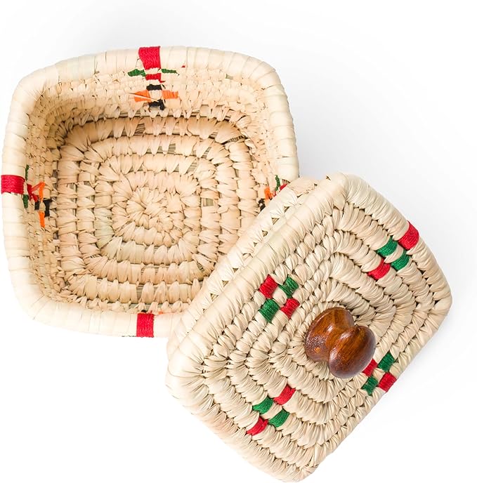 Handmade Sabai Grass Storage Box with Lid – Square Woven Decorative Organizer Basket for Home, Office & Tabletop