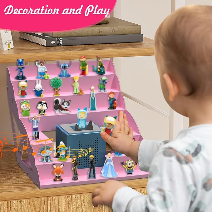 for Tonie Shelf Magnetic, Tonies Storage for Tonie Figures,30-50 Characters and Toniebox for Girls and Boys in Pink