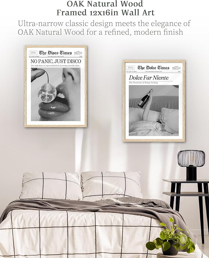 iHery Unframed Trendy NewsPaper Wall Art Prints,12x16in Canvas Wall Art Prints, New York News Print, La Dolce Vita, Italian Summer Wall Art for Living Room Home Décor 1Pack