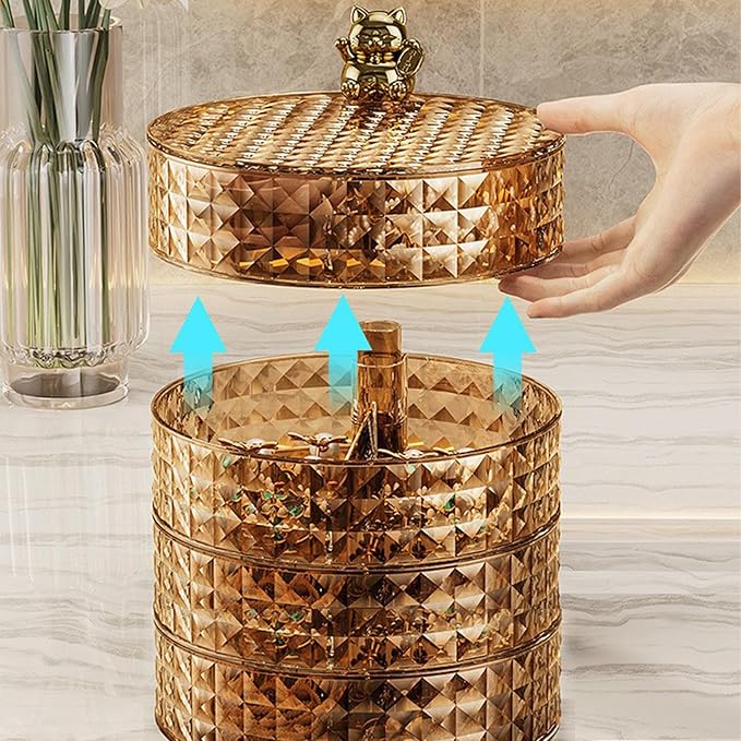 Jewelry Box Rotatable Jewelry Storage Case Jewelry Holder Jewelry Display Organizer Rotatable Jewelry Case Display Organizer for Bathroom Desk (B)