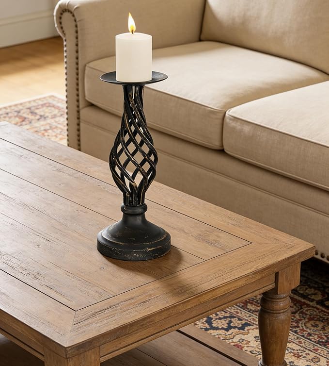 Candlestick Holders - Candle Holders Decorative LHQOO Metal Vintage Candle Holder with Non-Slip Base, Available for Home Decor, Wedding, Dinning, Party, Anniversary (Large Size)