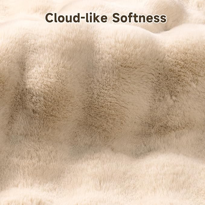 Pauwer Area Rugs for Living Room, 3x5 Fluffy Faux Fur Rug Non Slip Machine Washable Soft Shaggy Indoor Floor Carpet for Bedroom Dorms Playroom, Beige