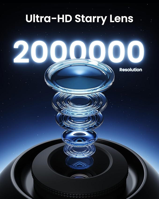 POCOCO Galaxy Star Projector with 2M-Pixel Lens & 5K Discs | Home Planetarium Projector for Relaxation, Study, and Sleep Aid | Includes 2 Films | Ideal Gift