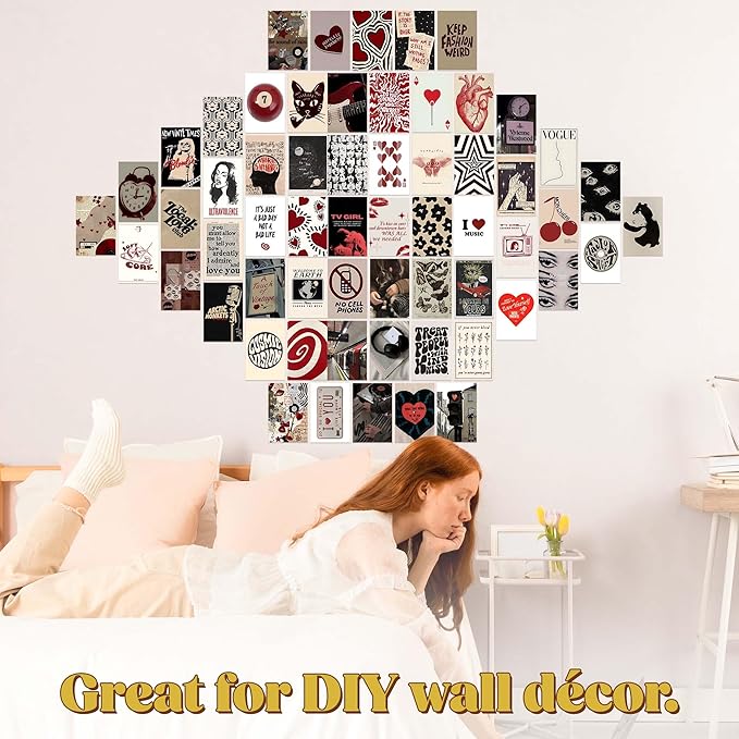 60 pcs Downtown Girl Room Décor, Coquette y2k 2000’s Grunge Posters, Retro Music Wall Art for Bedroom, Trendy Vintage Funky College Dorm Wall Collage Kit Aesthetic Pictures