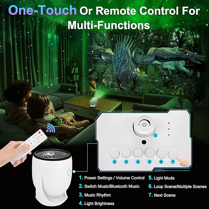 M METERXITY Star Projector, Star Light with Naked Eye 3D Technology 60+ Scene Modes, Bluetooth Speaker Night Light Projector for Home, Bedroom, Ceiling, Party, Gifts, Christmas, New Year