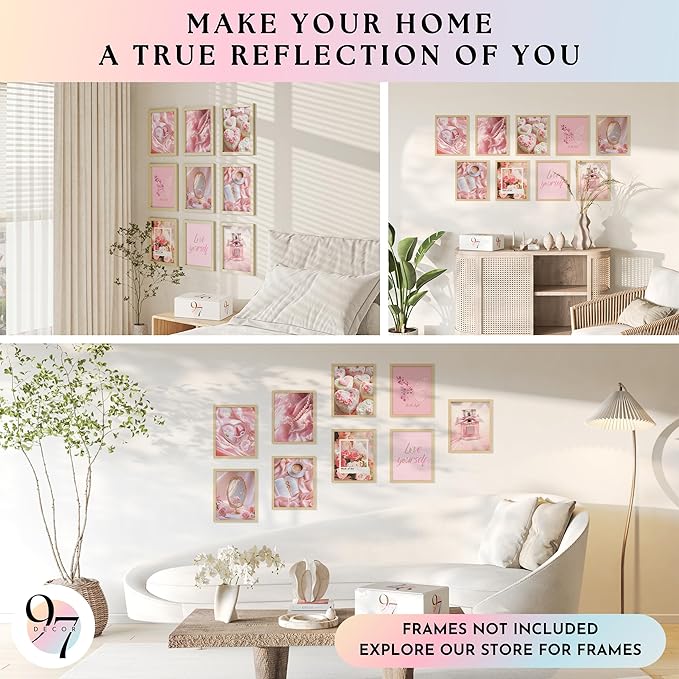 97 Decor Pink Coquette Room Decor Aesthetic - Vintage Wall Decor, Cute Posters for Girls Dorm Decorations, Girly Wall Art Prints Pink Pictures for Bedroom (8x10 Unframed)