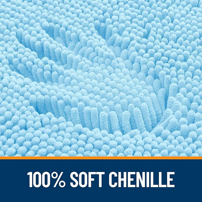 OLANLY Large Bathroom Rugs 70x46, Extra Soft Absorbent Chenille Bath Rugs, Rubber Backing Quick Dry, Machine Washable Bath Mats for Bathroom Floor, Tub and Shower, Home Decor Accessories, Sky Blue