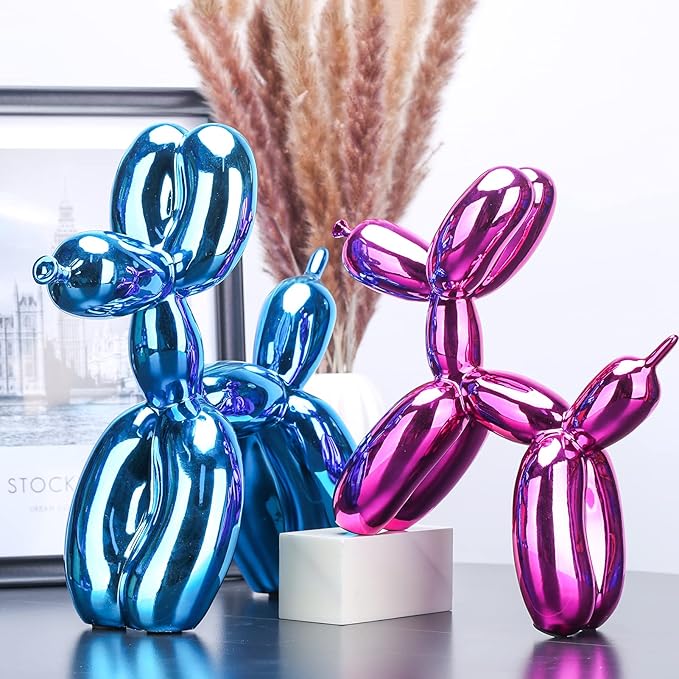 Silver Balloon Dog Decor - Animal, Shelf, Preppy Room, Cute Statue, Modern Sculpture, Gold Decorations, Small Figurines