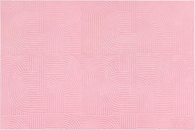 Pauwer Pink Area Rug for Girls Bedroom 6x9 Soft Fluffy Non Slip Machine Washable Rugs Arch Modern Indoor Mat Fuzzy Floor Carpet for Kids Nursery Living Room Dorm Playroom Dining Baby Home Decor