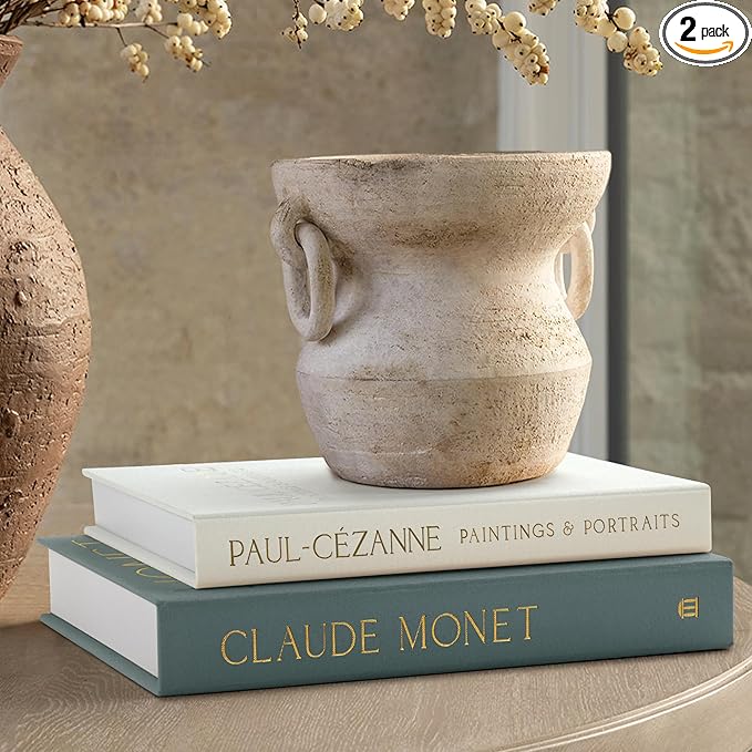 Aesthetic Decorative Books - Coffee Table Books Decor - Faux Decor Book Storage Box for Decoration - Set of 2 Linen Fake Book for Home Table Decors - Photo Storage Keepsake Box