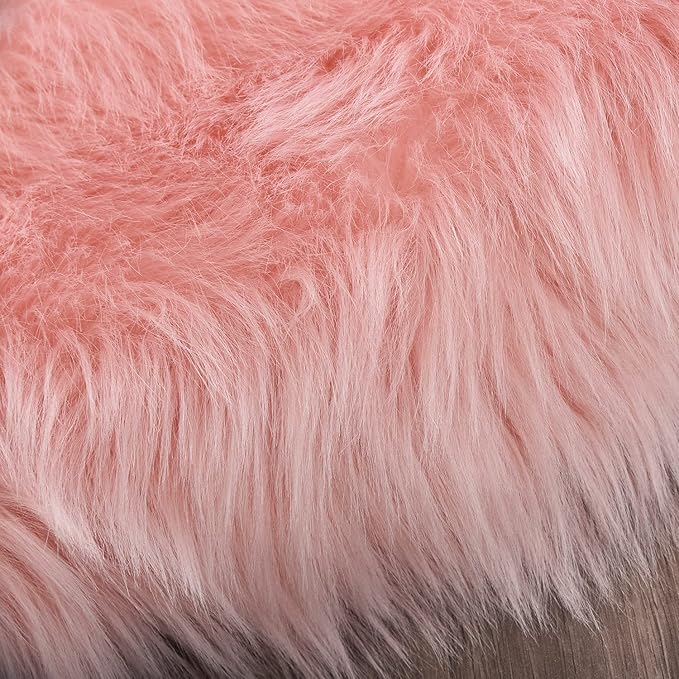 Latepis Round Pink Rug 5ft Faux Fur Sheepskin Circle Rug for Living Room Fuzzy Rugs for Teen Girls Bedroom Teen Room Dorm Cute Room Décor