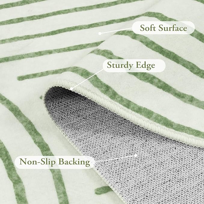 Lahome Abstract 8x10 Rugs for Living Room, Soft Green 8x10 Area Rugs for Bedroom Non-Slip, Ultra-Thin Rainbow Boho Accent Carpet for Dining Room Office Darrell, Green