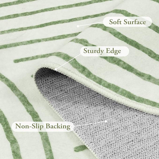 Lahome Abstract 6x9 Area Rugs, Soft Boho Rug for Living Room Bedroom, Ultra-Thin Non Slip Boho Green Washable Throw Carpet for Dining Room Office Darrell, Green