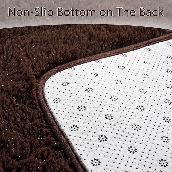Large Area Rugs for Living Room, 7x10 Soft Fluffy Shaggy Rug, Machine Washable Non-Slip Plush Fuzzy Indoor Carpet, Aesthetic Home Decor for Bedroom,Kids Room,Nursery,Dorm, Coffee Brown