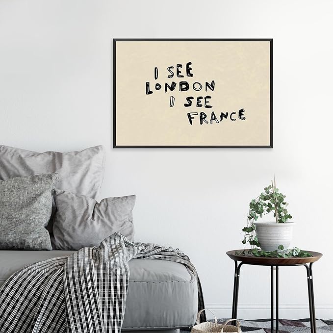 Funny Neutral Bathroom Wall Art I See London I See France Posters Quirky Humorous Black Typography Print Above Toilet Modern Minimalist Wall Decor For Home Apartment Dorm 16x24in Unframed
