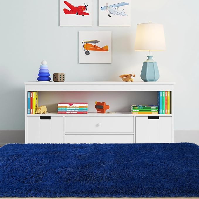 Blue Rug for Kids Room: Rugs for Room Boys- Blue Fluffy Area Rugs for Playroom