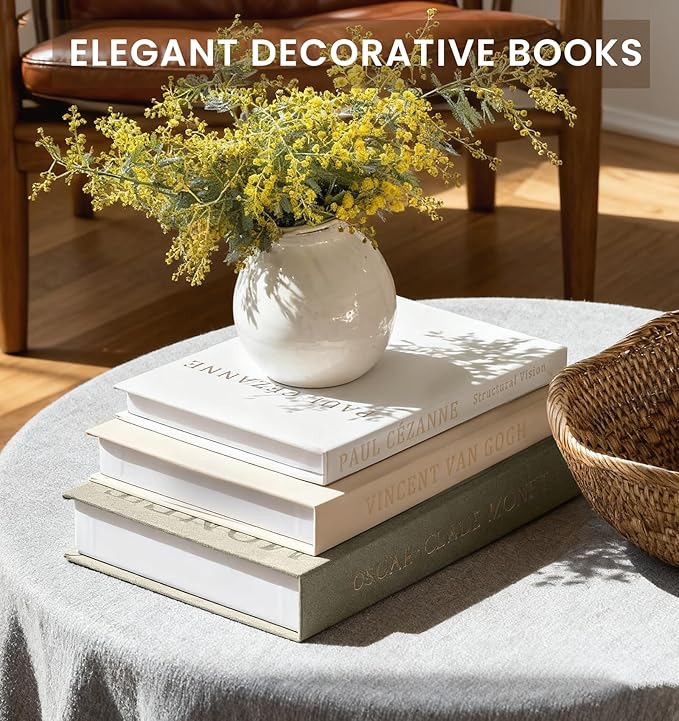 Aesthetic Decorative Books - Coffee Table Books Decor - Faux Decor Book Storage Box for Decoration - Set of 3 Linen Fake Book for Home Table Decor - Bedside Tables Decors - Home Room Bookshelf Decors with 9.06 x 6.3 x 0.984,9.84 x 7.09 x 1.18,11.02x 7....