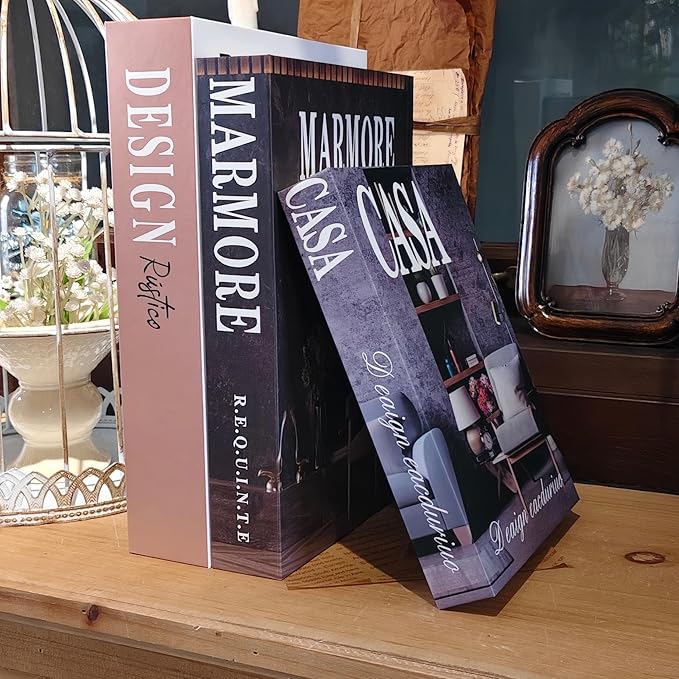 LUNETH Decorative Books for Home Decor - Set of 3 Faux Books for Coffee Table Decor, Fake Book for Decoration, Aesthetic Faux Book Storage Box for Living Room Bookshelf