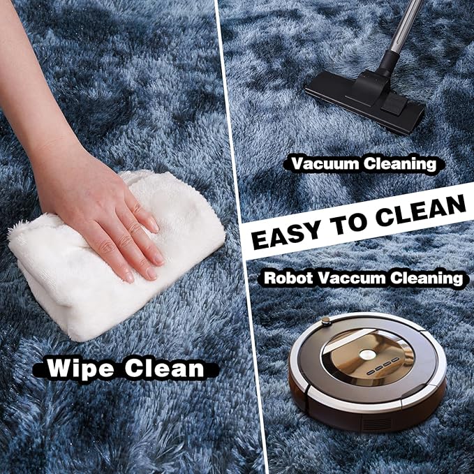 Ultra Soft Rugs for Living Room Bedroom, 5x7 Area Rugs for Living Room, Modern Shaggy Carpets Fuzzy Rug for Boys Girls Dorm Nursery Home Decor Aesthetic, Upgrade Non-Slip Durable, Tie-Dyed Blue Grey