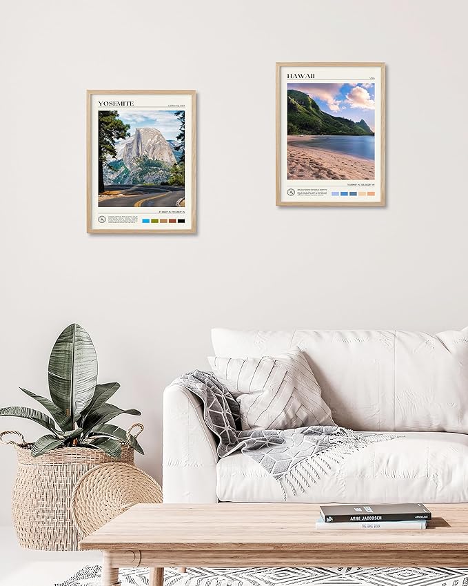 HesenDot Natural OAK Wood Hawaii Framed Wall Art,12x16in Makana Mountain Natural Scenery Canvas Wall Print,Classic Urban City Landmark Wall Decor for Living Room,Bedroom,Office Gallery Gifts Set of 1