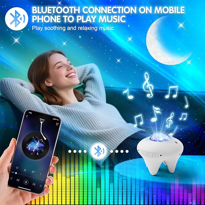 Galaxy Projector with Moon,Northern Galaxy Light Aurora Star Projector with Bluetooth Speaker Timer and Remote Control,Night Lights for Bedroom Decor, Gifts for Kids, Christmas,Birthday