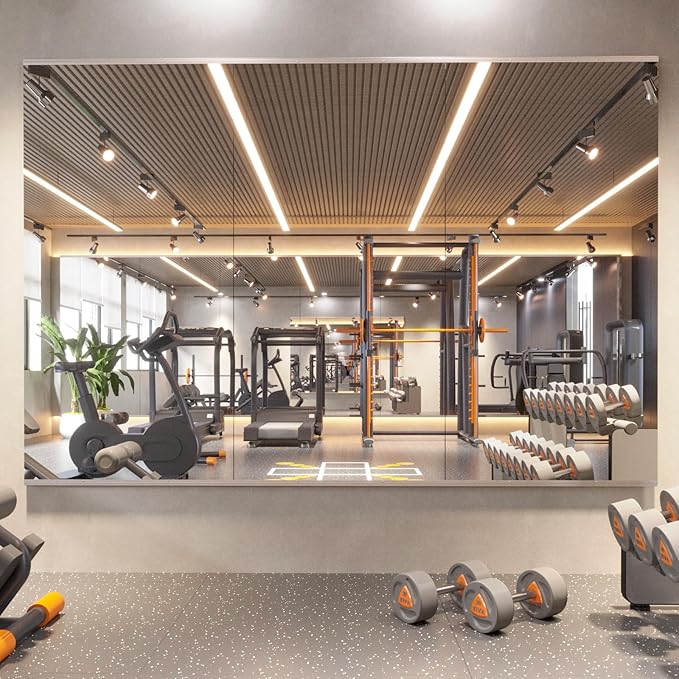 pertetey Home Gym Mirror, 56X30 Inch(Each)-3Pack Large Frameless Tempered Glass Full Body Wall Mounted Mirror for Gym, Yoga, Exercise, Dance Studio