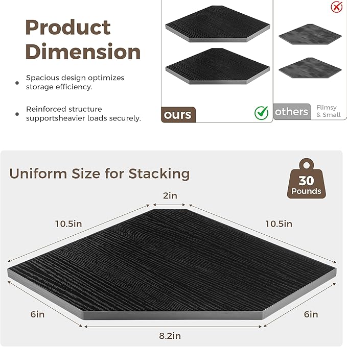 Corner Shelves 2-Pack for Bathroom & Kitchen, Space-Saving Floating Corner Wall Shelf with Easy Installation- Black
