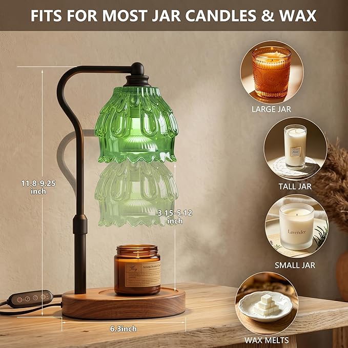 Candle Warmer Lamp with Timer and Wireless Remote Control, Dimmable Candle Warmer for Jar Candles, Height Adjustable Wax Melts Warmer, House Warming Gifts New Home Decor, Gifts for Women Mom